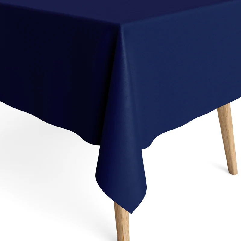 Jacquard Tischdecke aus beschichteter Baumwolle mit Fleckenschutz IBIZA MARINO dunkelblau uni einfarbig eckig rund oval
