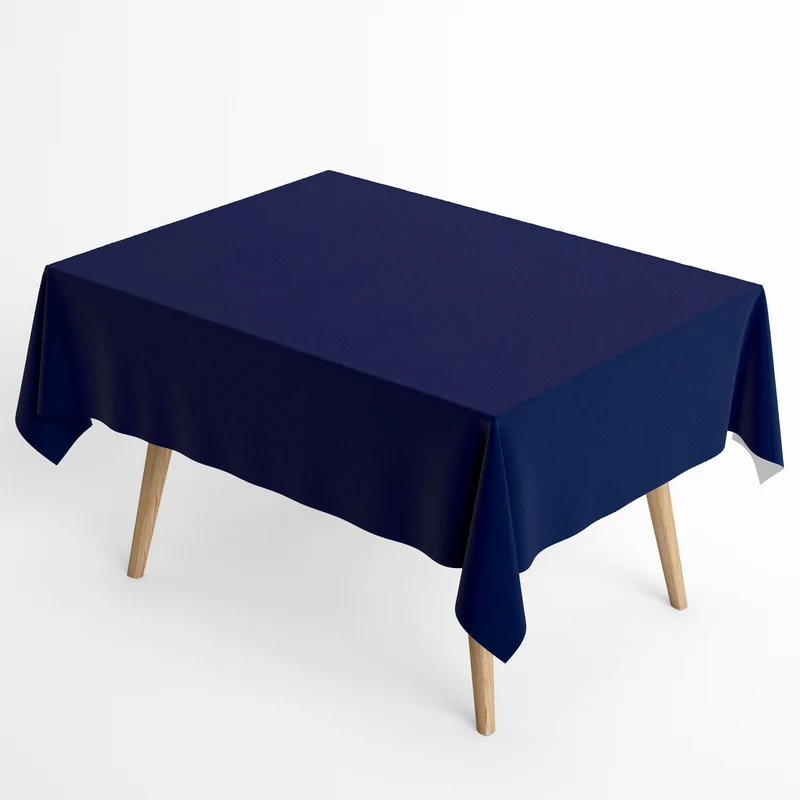 Jacquard Tischdecke aus beschichteter Baumwolle mit Fleckenschutz IBIZA MARINO dunkelblau uni einfarbig eckig rund oval