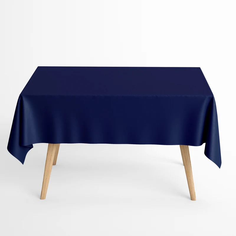 Jacquard Tischdecke aus beschichteter Baumwolle mit Fleckenschutz IBIZA MARINO dunkelblau uni einfarbig eckig rund oval