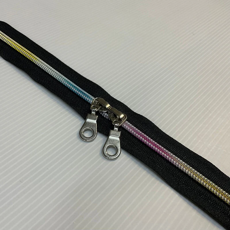 1pcs 12" 30cm Long Handbag 0 Zip Rainbow Black White Brass M1958