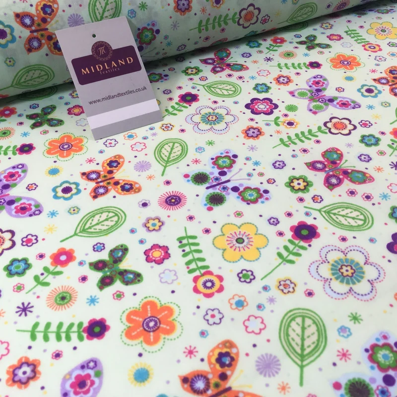 Floral Butterfly polycotton printed Fabric 44" M738 Mtex