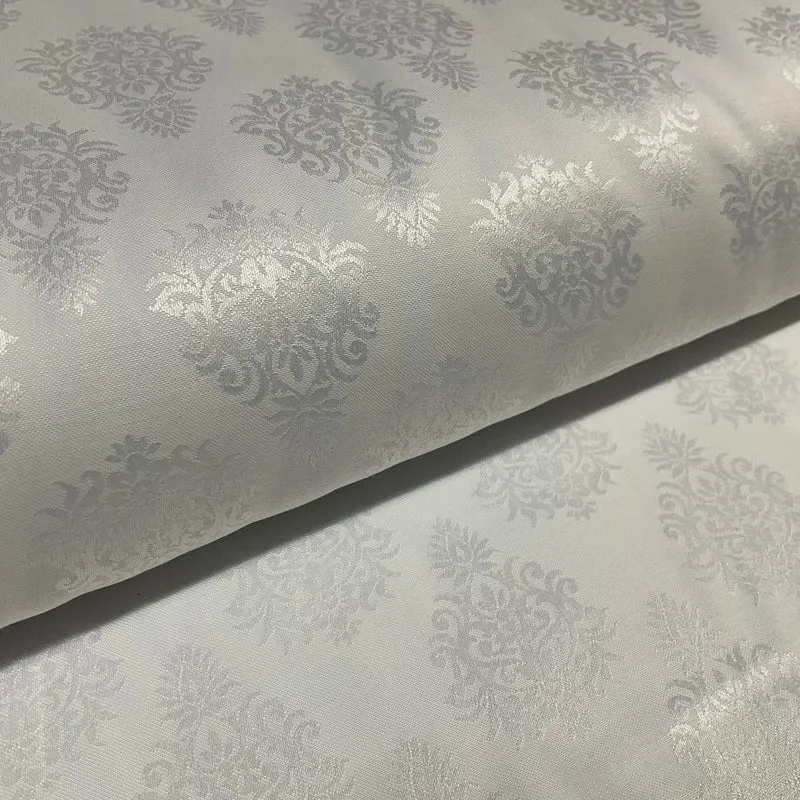 White Superfine Giza Cotton Jacquard Pre-Shrunk fabric 150cm Wide M2102