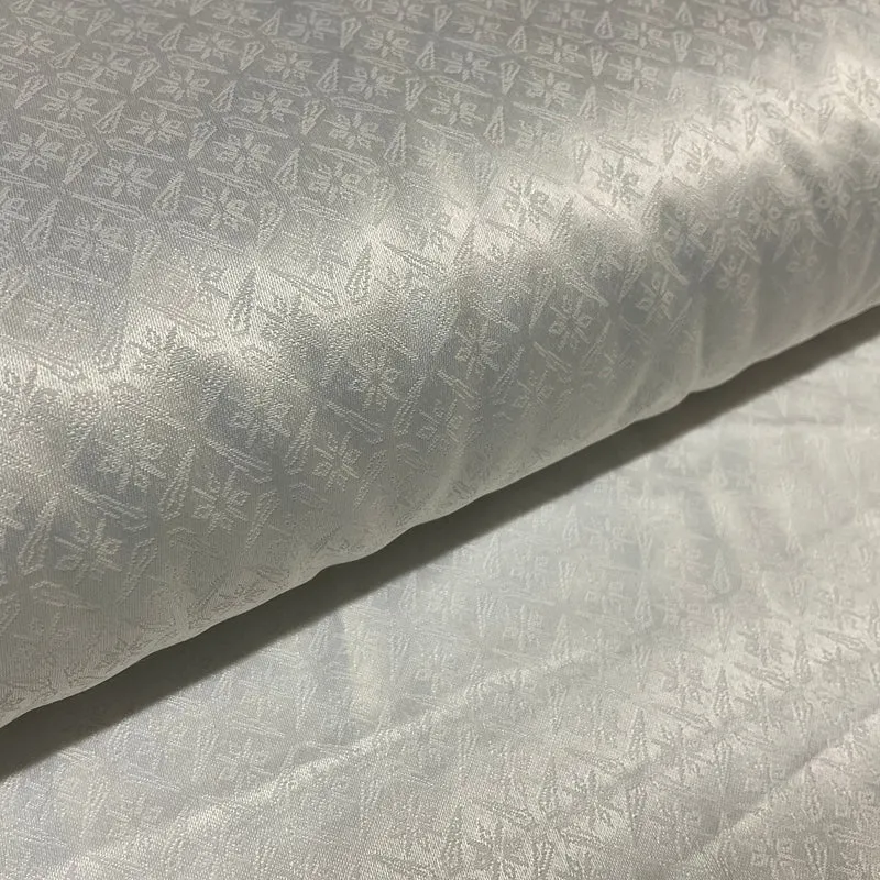 White Superfine Giza Cotton Jacquard Pre-Shrunk fabric 150cm Wide M2102