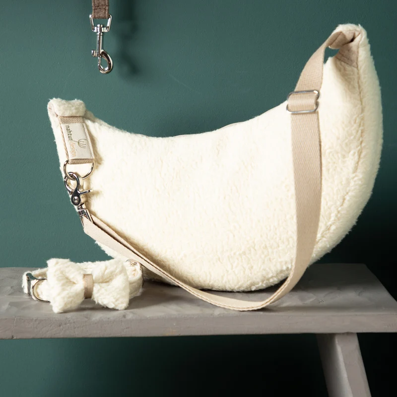 Moon Bag & Hundehalsband mit Schleife | Wollplüsch