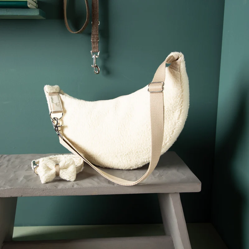 Moon Bag & Hundehalsband mit Schleife | Wollplüsch