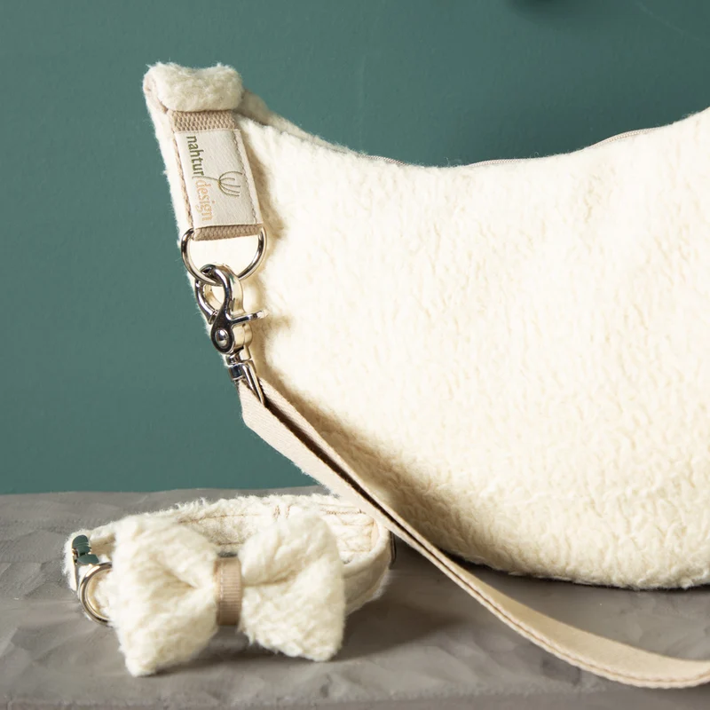 Moon Bag & Hundehalsband mit Schleife | Wollplüsch