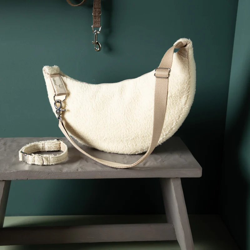 Moon Bag & Hundehalsband mit Schleife | Wollplüsch