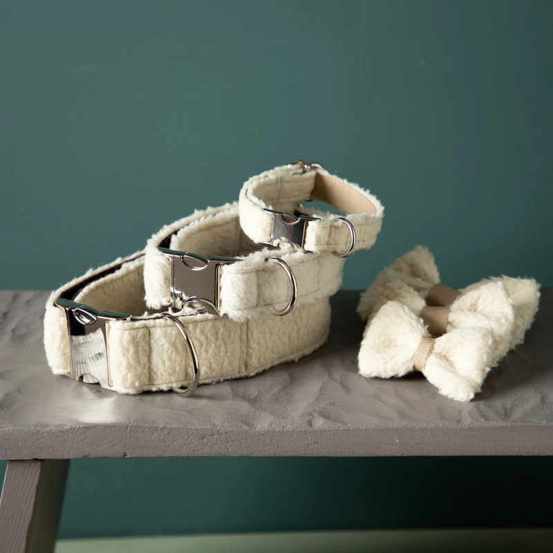 Moon Bag & Hundehalsband mit Schleife | Wollplüsch