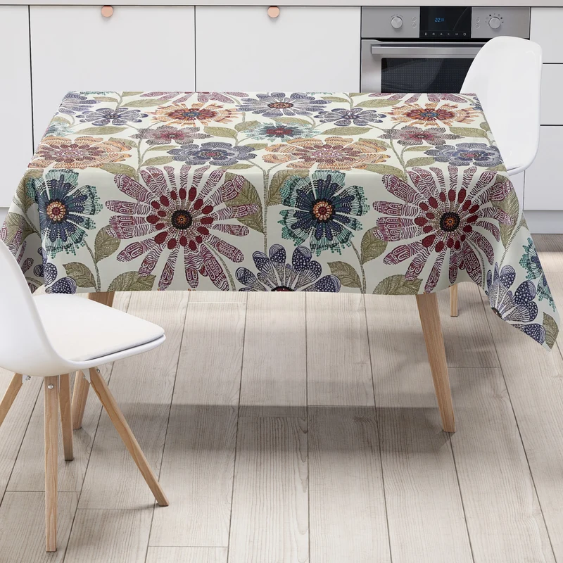 Wachstuch Tischdecke C146001 bunte Blumen Flower eckig rund oval