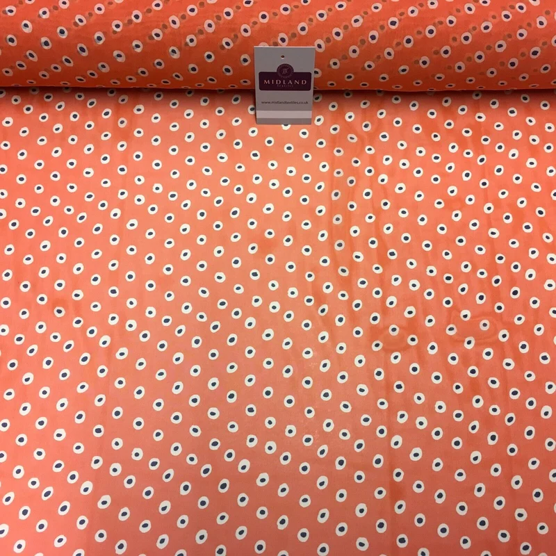 Orange Spotted printed Crepe chiffon Dress Fabric 150 cm Wide MK1190-4 Mtex