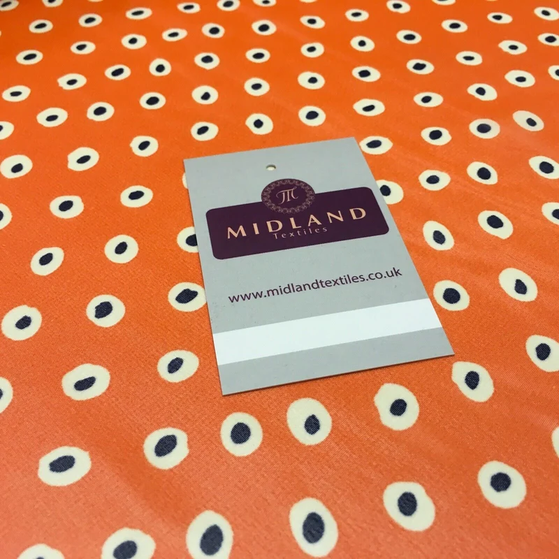 Orange Spotted printed Crepe chiffon Dress Fabric 150 cm Wide MK1190-4 Mtex
