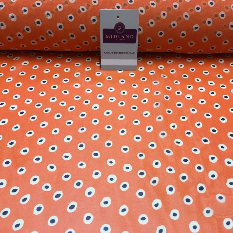 Orange Spotted printed Crepe chiffon Dress Fabric 150 cm Wide MK1190-4 Mtex