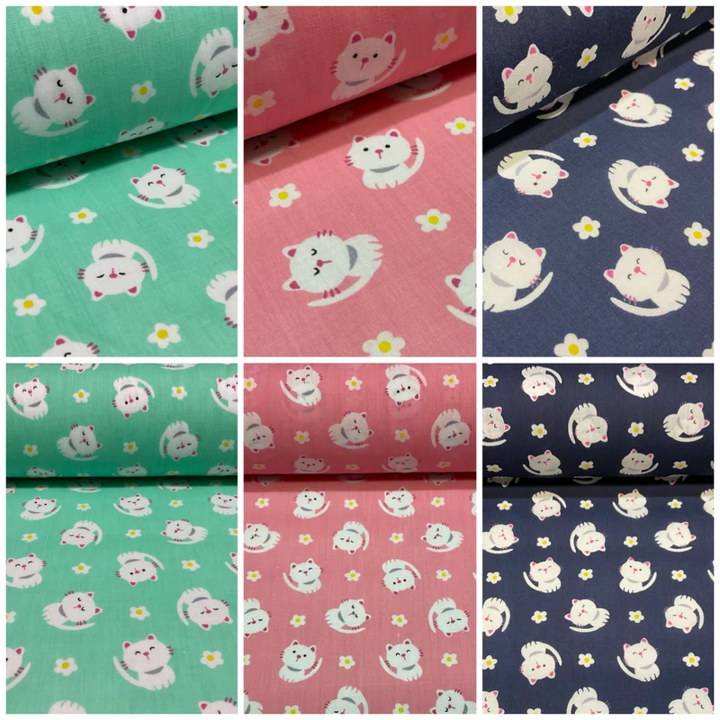 Kitten Kitty Children's Poly cotton printed lightweight fabric M1628