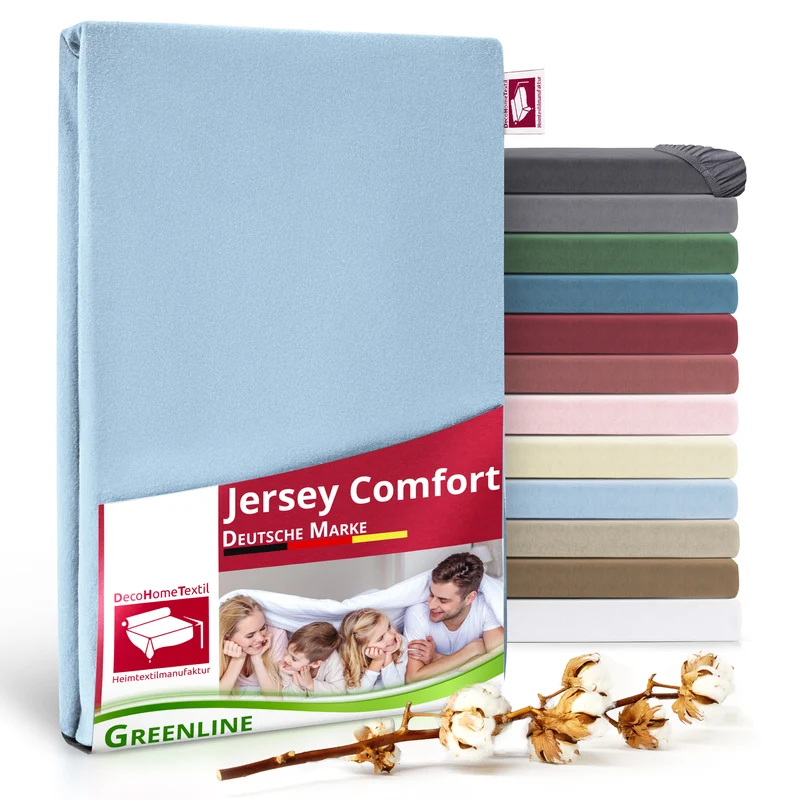 Greenline Spannbettuch Spannbettlaken Premium Jersey aus 100% Baumwolle