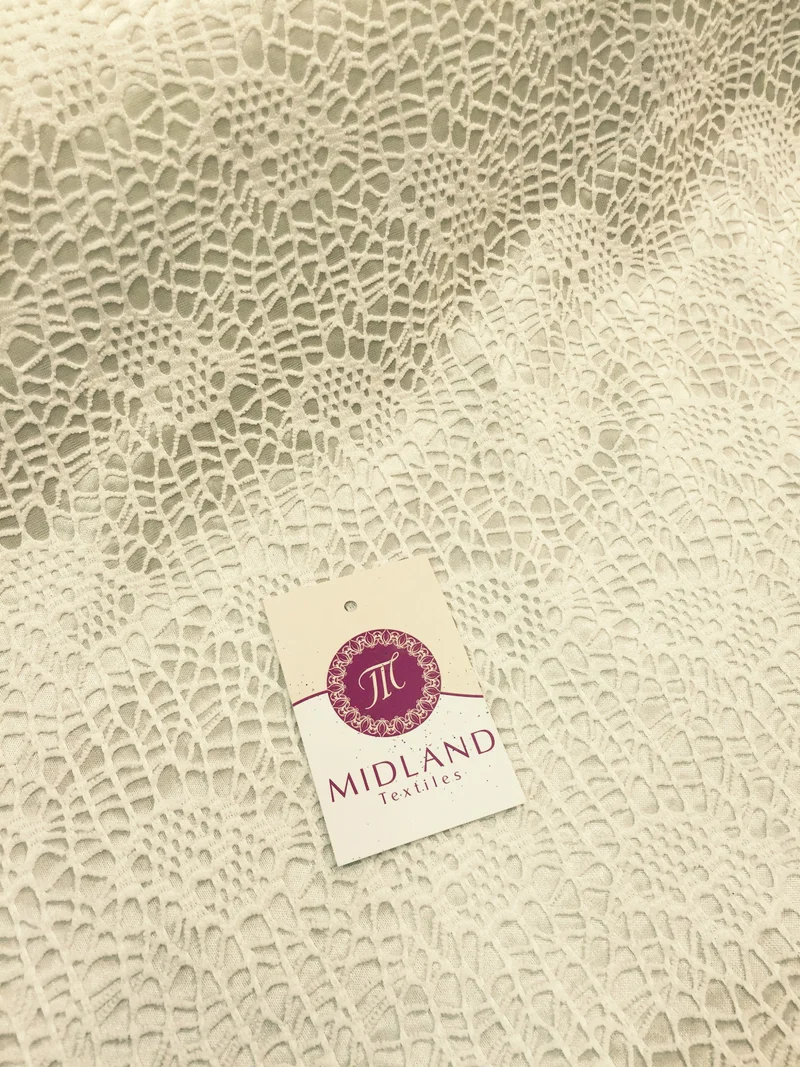 £4.99/m Floral paisley satin backed Bonded lace net 58" wide one way stretch M10