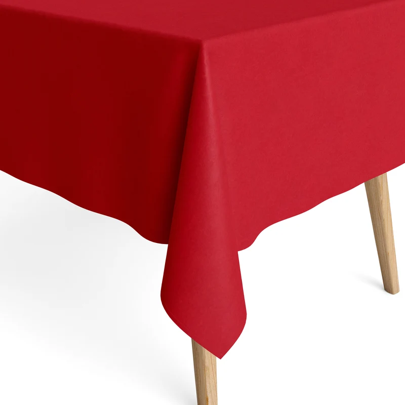 Jacquard Tischdecke aus beschichteter Baumwolle mit Fleckenschutz IBIZA SANGRE rot uni einfarbig eckig rund oval