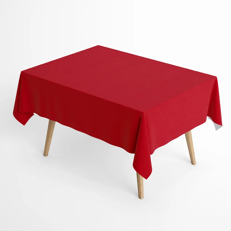Jacquard Tischdecke aus beschichteter Baumwolle mit Fleckenschutz IBIZA SANGRE rot uni einfarbig eckig rund oval
