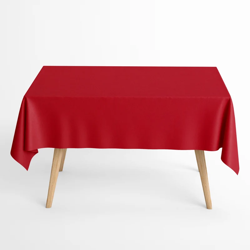 Jacquard Tischdecke aus beschichteter Baumwolle mit Fleckenschutz IBIZA SANGRE rot uni einfarbig eckig rund oval