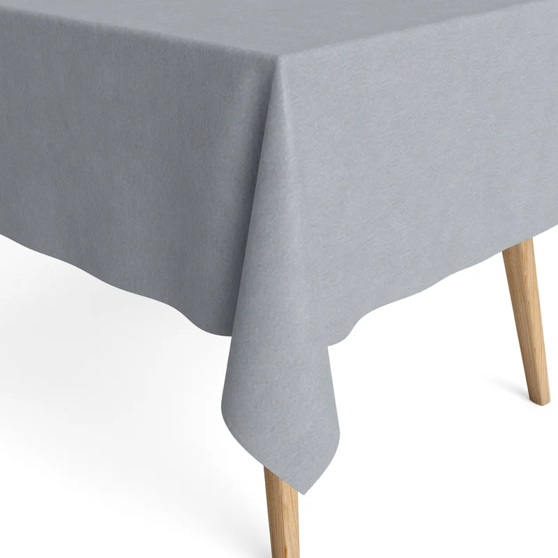 Jacquard Tischdecke aus beschichteter Baumwolle mit Fleckenschutz IBIZA GRIS hellgrau uni einfarbig eckig rund oval