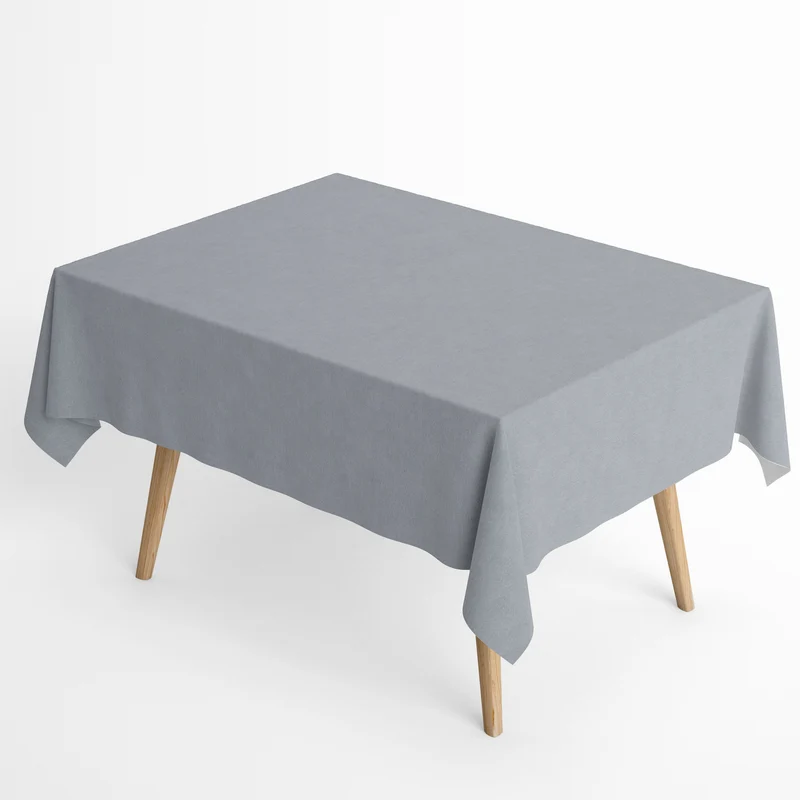 Jacquard Tischdecke aus beschichteter Baumwolle mit Fleckenschutz IBIZA GRIS hellgrau uni einfarbig eckig rund oval