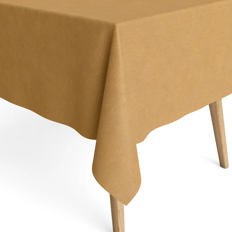 Jacquard Tischdecke aus beschichteter Baumwolle mit Fleckenschutz IBIZA CAMEL Ocker uni einfarbig eckig rund oval