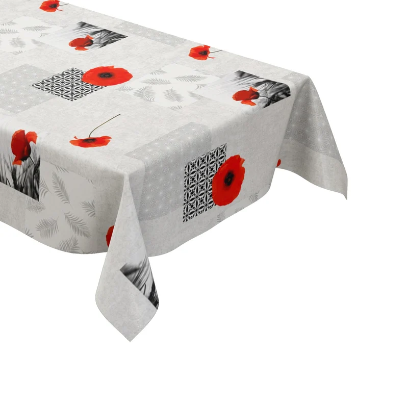 Wachstuch Tischdecke C144551 Mohnblumen Patchwork eckig rund oval