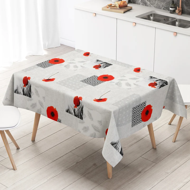 Wachstuch Tischdecke C144551 Mohnblumen Patchwork eckig rund oval
