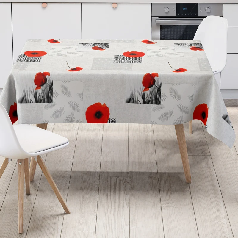 Wachstuch Tischdecke C144551 Mohnblumen Patchwork eckig rund oval