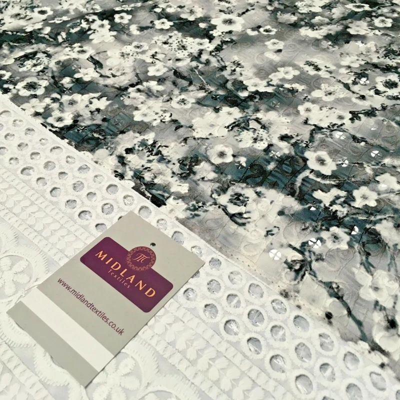 Digital Printed Cotton Border with Sequin Fabric 55" Wide MQ995 Mtex