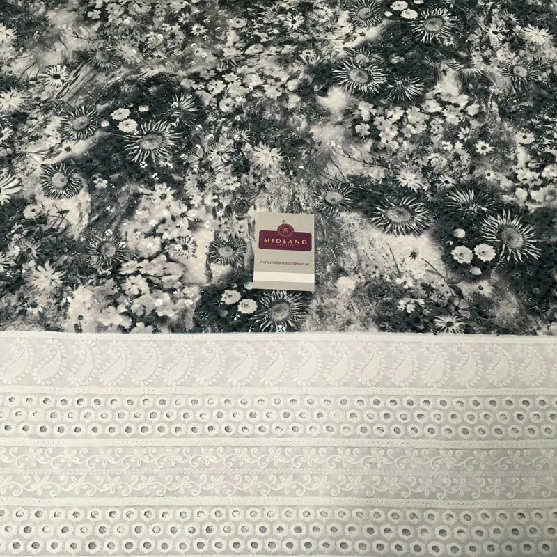 Digital Printed Cotton Border with Sequin Fabric 55" Wide MQ995 Mtex