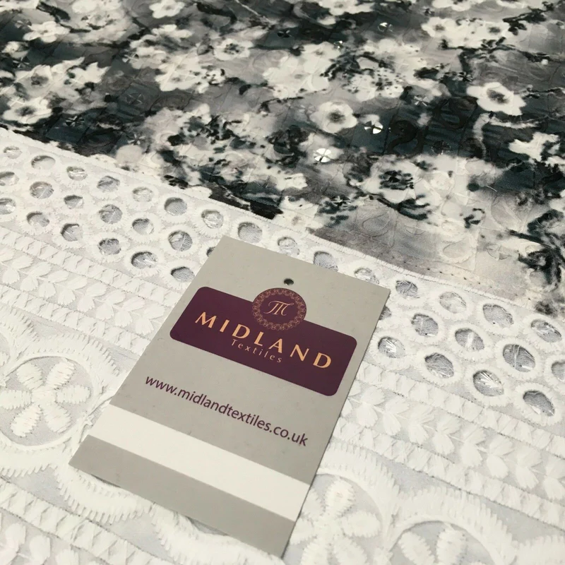 Digital Printed Cotton Border with Sequin Fabric 55" Wide MQ995 Mtex
