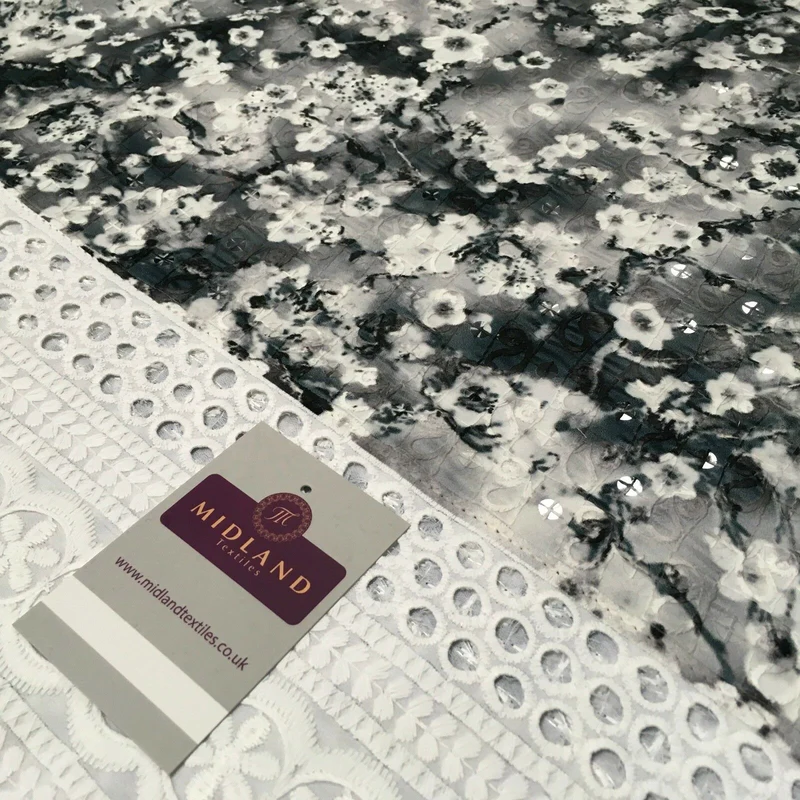 Digital Printed Cotton Border with Sequin Fabric 55" Wide MQ995 Mtex