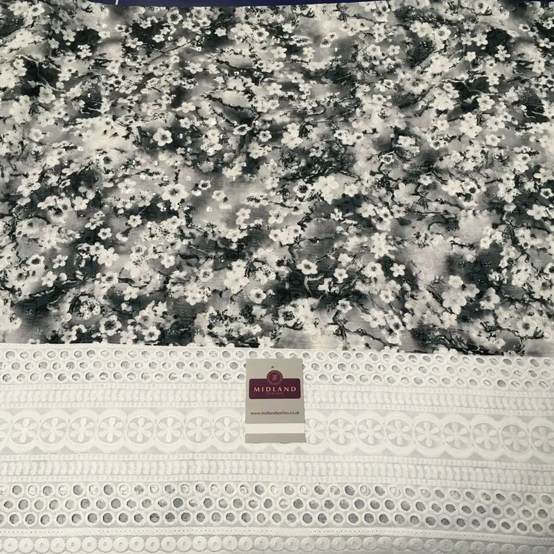 Digital Printed Cotton Border with Sequin Fabric 55" Wide MQ995 Mtex