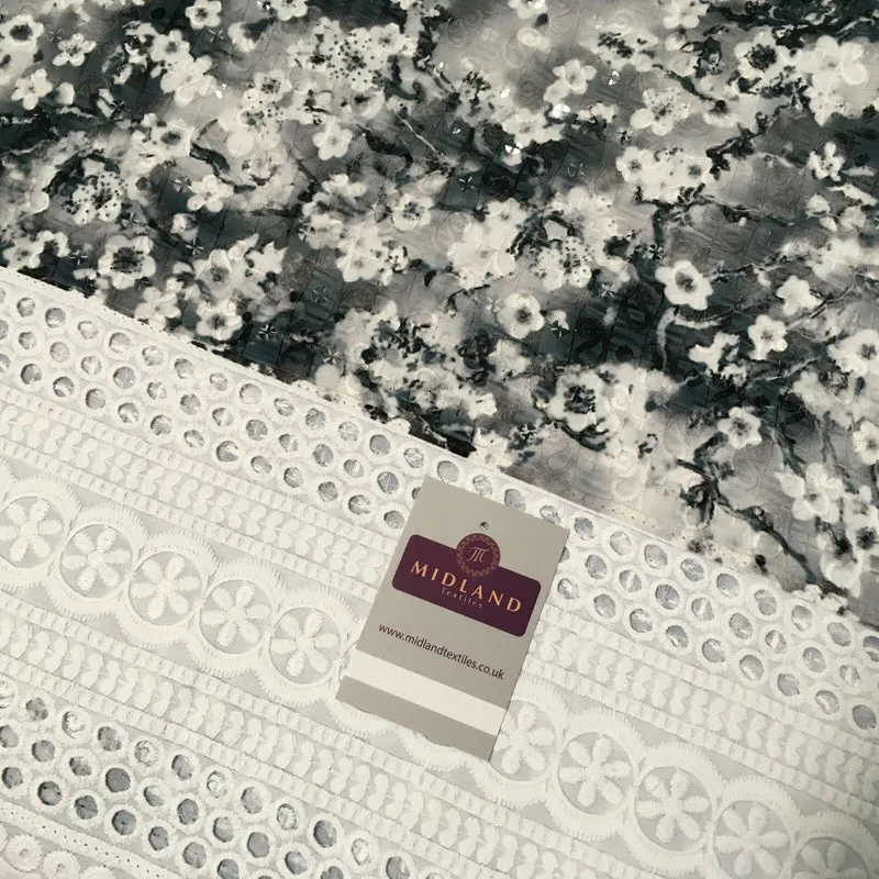 Digital Printed Cotton Border with Sequin Fabric 55" Wide MQ995 Mtex