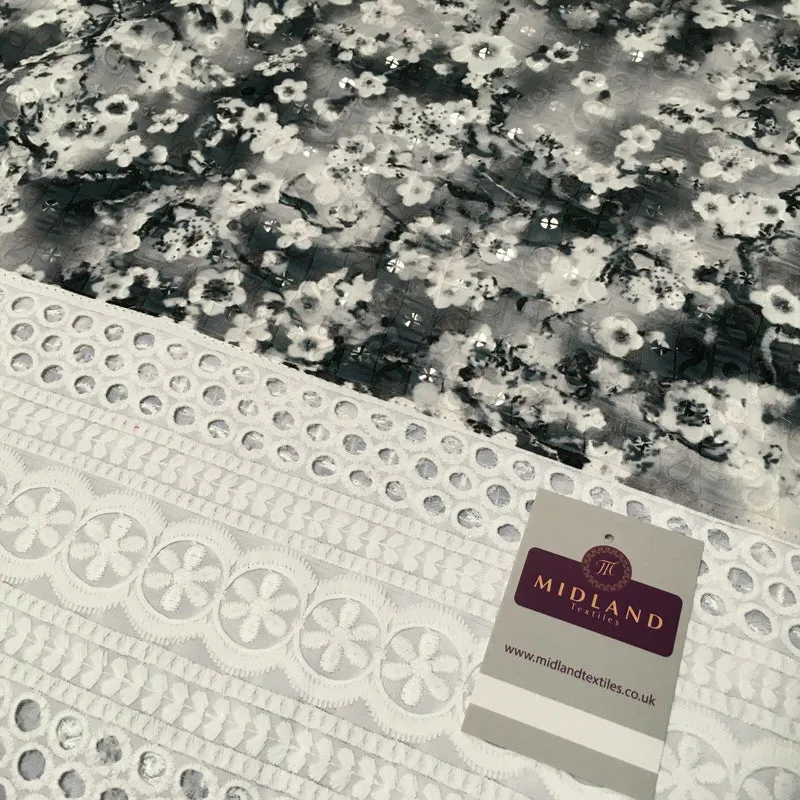 Digital Printed Cotton Border with Sequin Fabric 55" Wide MQ995 Mtex
