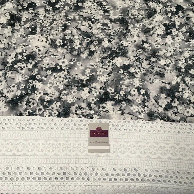Digital Printed Cotton Border with Sequin Fabric 55" Wide MQ995 Mtex