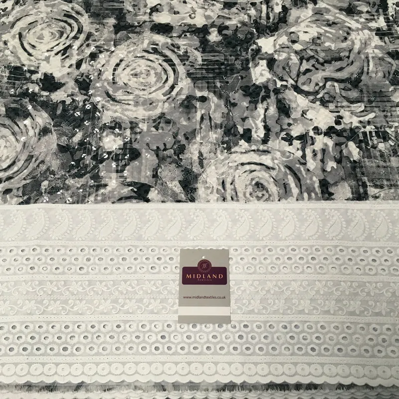Digital Printed Cotton Border with Sequin Fabric 55" Wide MQ995 Mtex