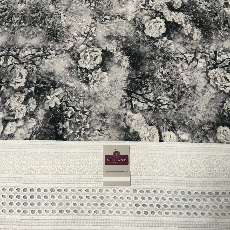Digital Printed Cotton Border with Sequin Fabric 55" Wide MQ995 Mtex