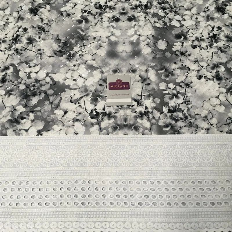 Digital Printed Cotton Border with Sequin Fabric 55" Wide MQ995 Mtex