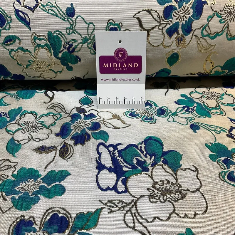 Indian Gold Floral wedding Brocade Fabric ideal for waistcoats 150cm wide M1944