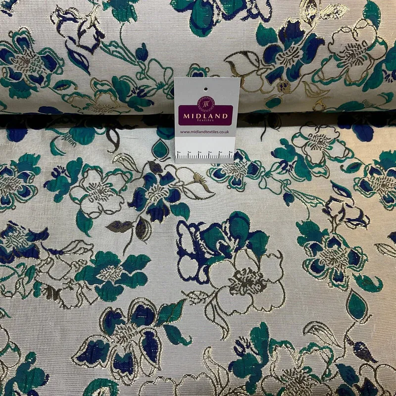 Indian Gold Floral wedding Brocade Fabric ideal for waistcoats 150cm wide M1944