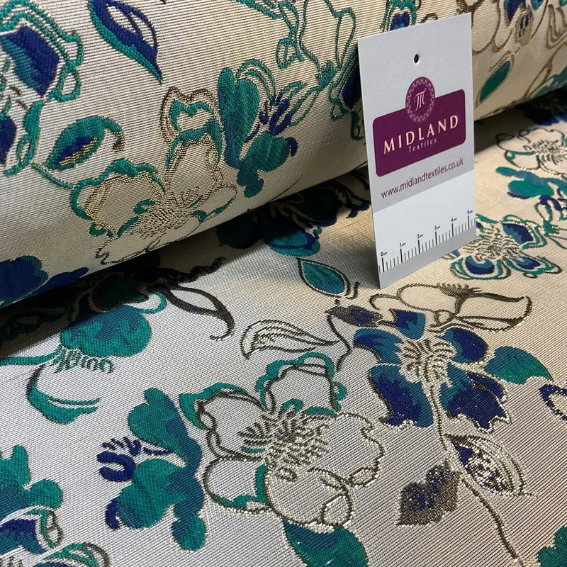 Indian Gold Floral wedding Brocade Fabric ideal for waistcoats 150cm wide M1944