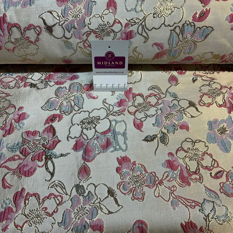Indian Gold Floral wedding Brocade Fabric ideal for waistcoats 150cm wide M1944