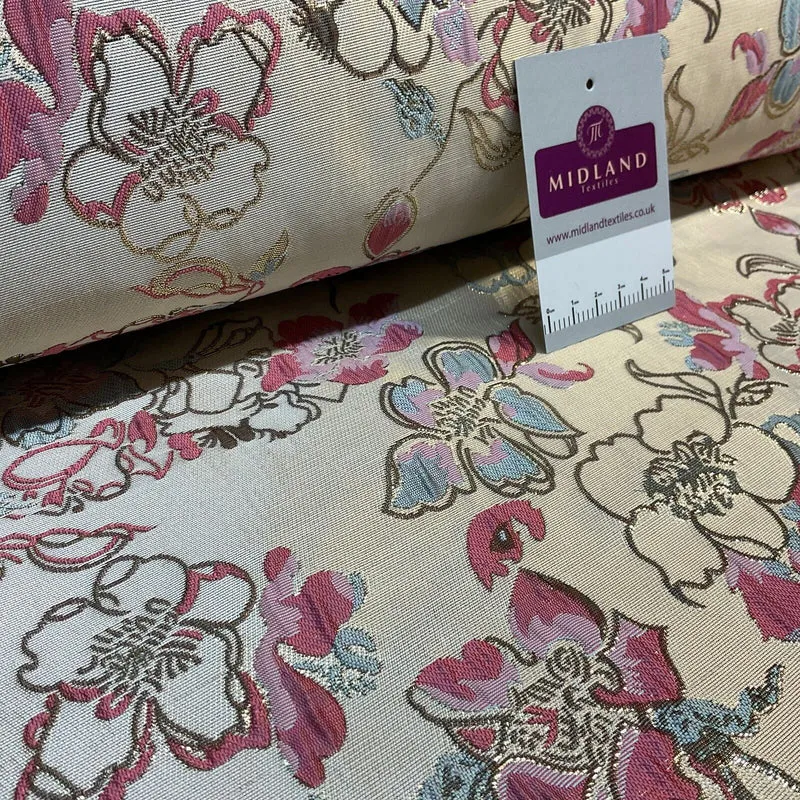 Indian Gold Floral wedding Brocade Fabric ideal for waistcoats 150cm wide M1944