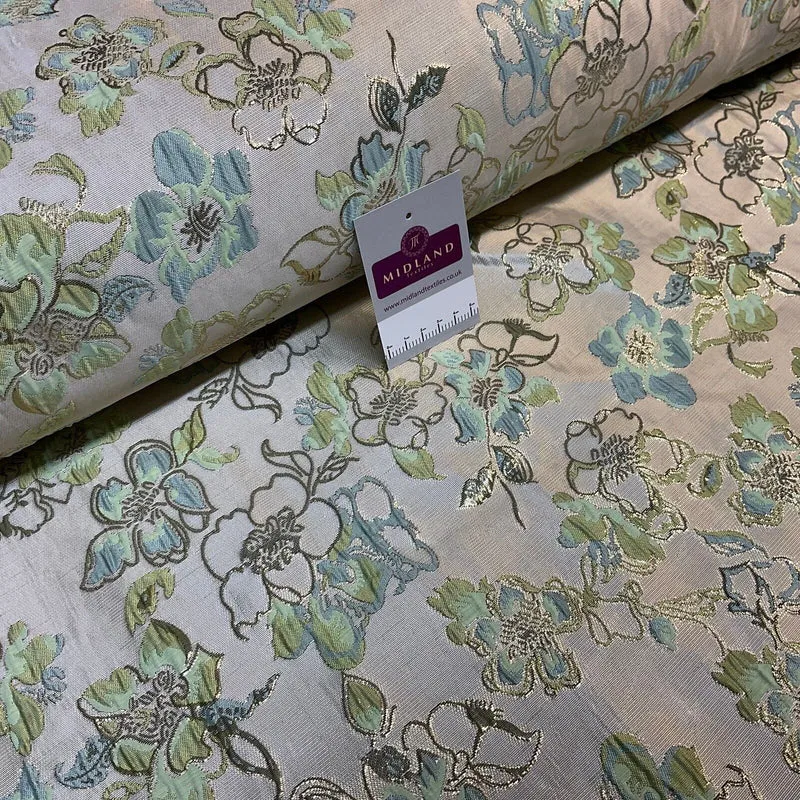 Indian Gold Floral wedding Brocade Fabric ideal for waistcoats 150cm wide M1944