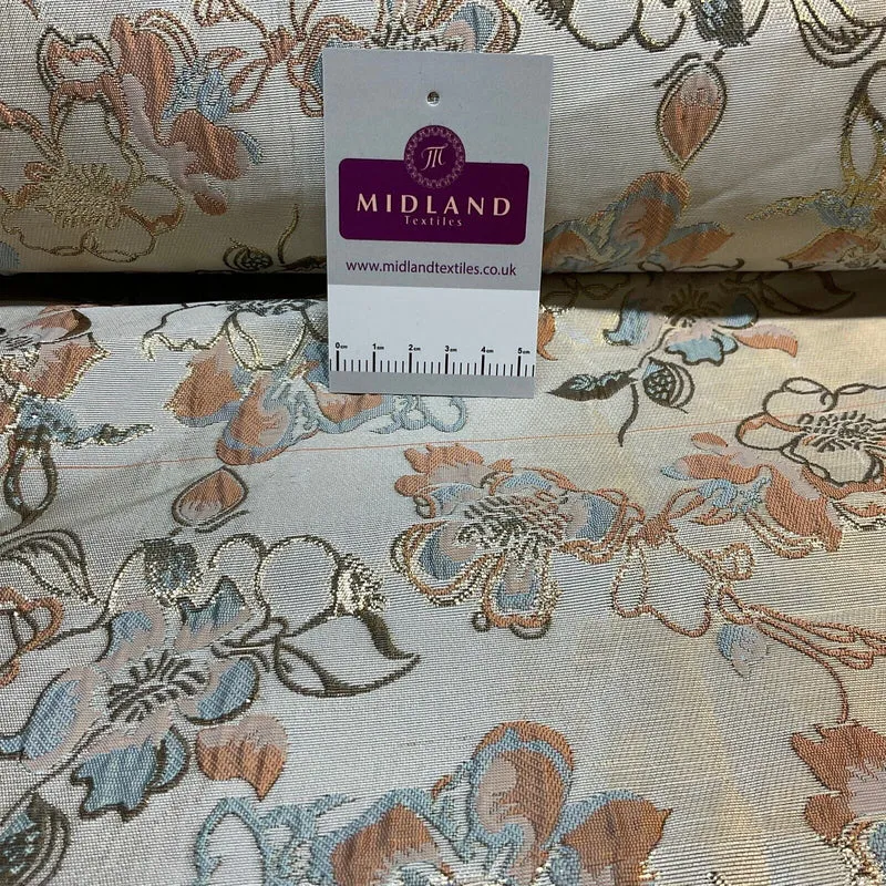 Indian Gold Floral wedding Brocade Fabric ideal for waistcoats 150cm wide M1944