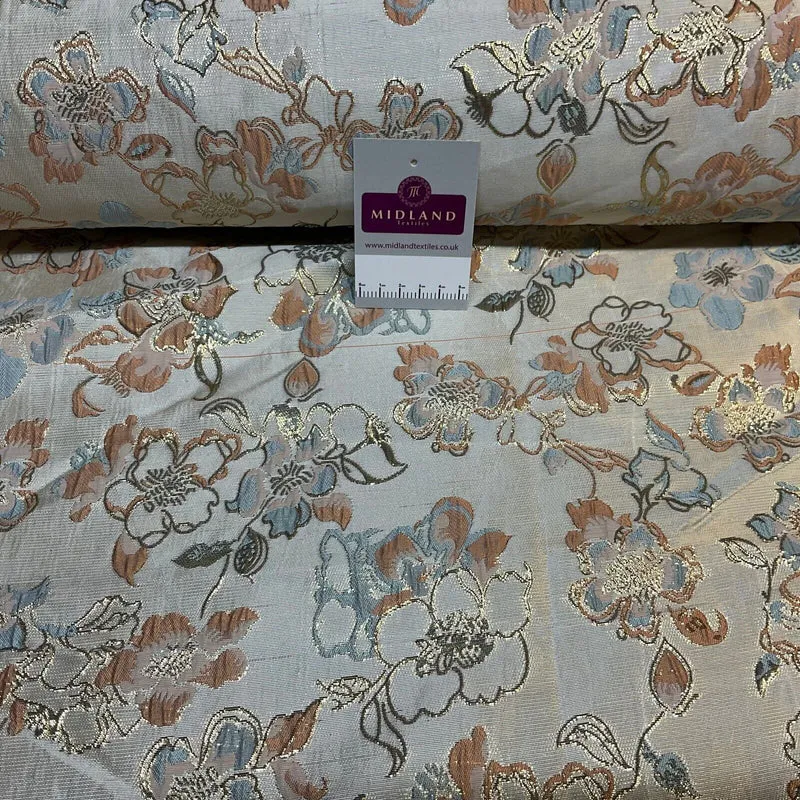 Indian Gold Floral wedding Brocade Fabric ideal for waistcoats 150cm wide M1944
