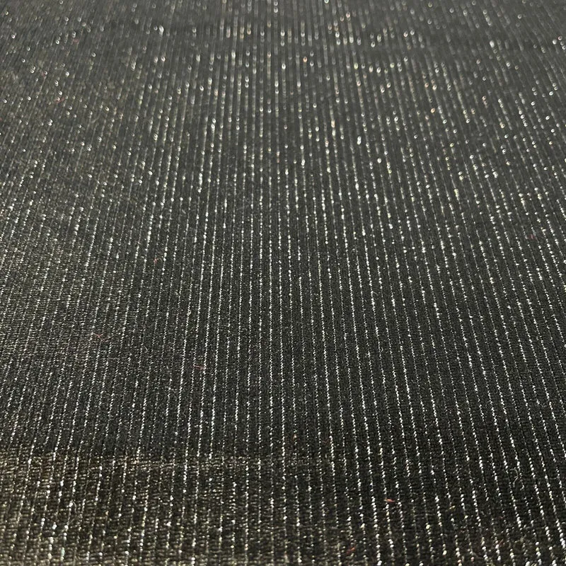 Stunning Black Metallic Stripe Lurex Velvet Spandex Fabric 150cm Wide M1961