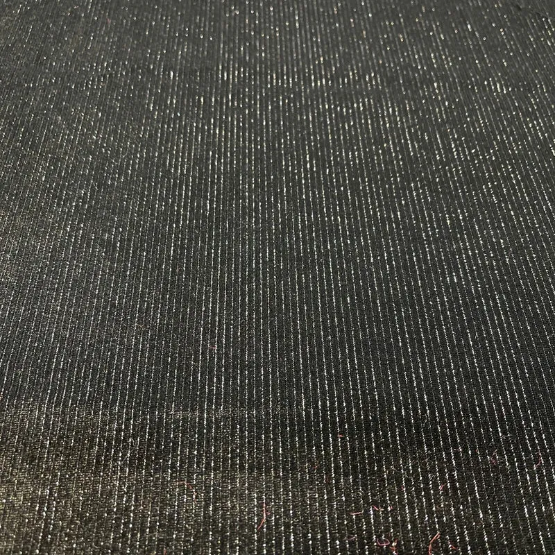 Stunning Black Metallic Stripe Lurex Velvet Spandex Fabric 150cm Wide M1961
