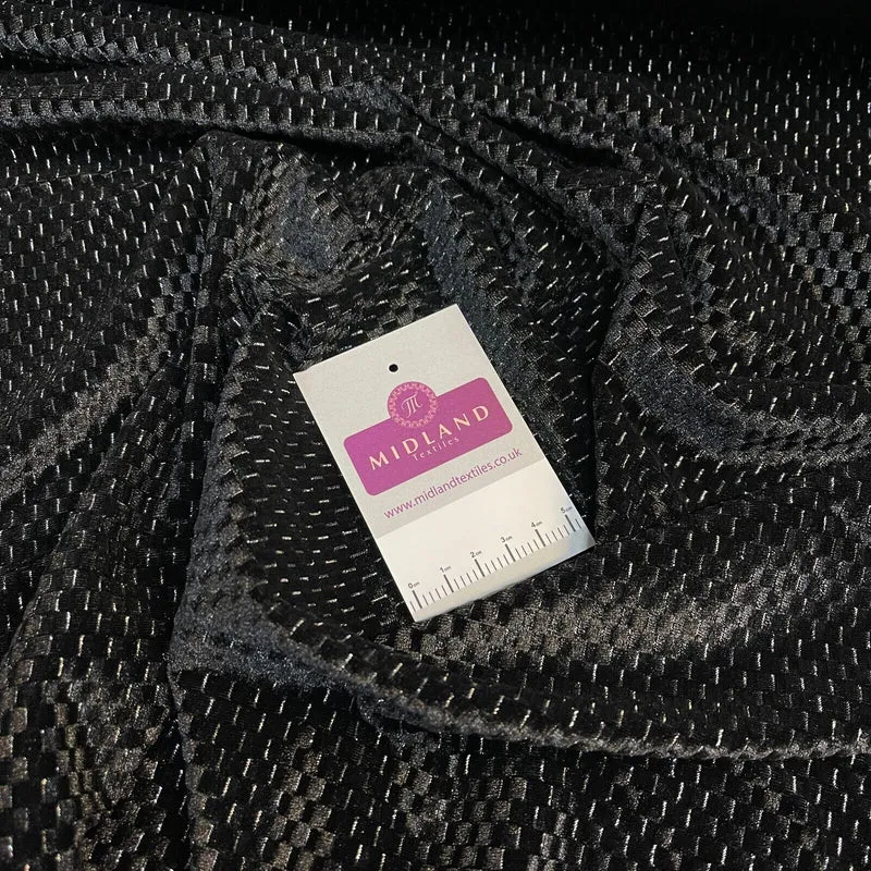 Stunning Black Metallic Stripe Lurex Velvet Spandex Fabric 150cm Wide M1961